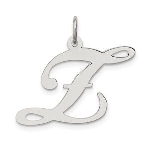 Sterling Silver, Ella Collection, LG Fancy Script Initial Z Pendant